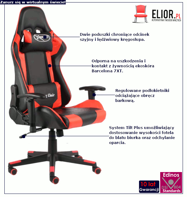 Fotel Zexo czerwony: infografika