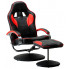 Czarno-czerwony fotel gamingowy z podnóżkiem Endy