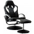 Czarno-biały ergonomiczny fotel z podnóżkiem - Endy