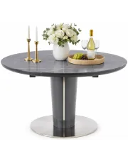 Szklany okrągły stół z rozkładanym blatem - Atix w sklepie Edinos.pl