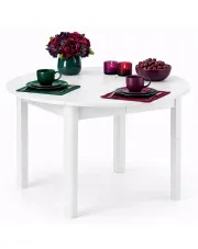 Okrągły biały stół rozkładany - Globs w sklepie Edinos.pl