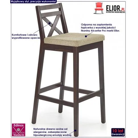 Fotografia Wysokie krzesło do baru Ravix 2X - ciemny orzech z kategorii Hokery