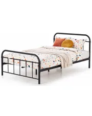 Czarne jednoosobowe łóżko metalowe 120x200 - Whitor w sklepie Edinos.pl