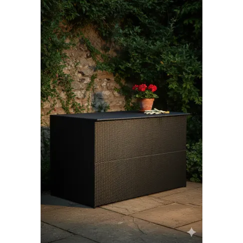 Czarna rattanowa skrzynia tarasowa   Fosta