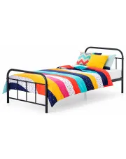 Czarne jednoosobowe łóżko 90x200 - Whitor w sklepie Edinos.pl