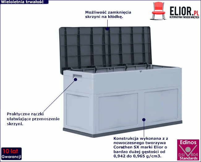 Produkt Szaro-czarna skrzynia ogrodowa 320L - Vegi