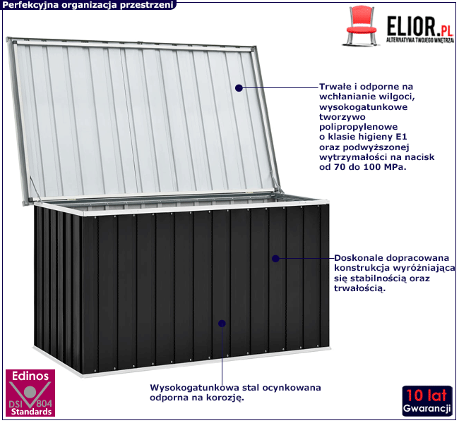 Stalowa czarna skrzynia Selmo