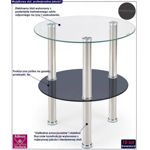 Fotografia Okrągła ława szklana Roxa - czarna z kategorii Ławy i stoliki