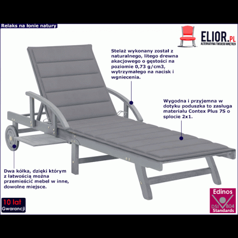 Drewniany leżak ogrodowy Solar