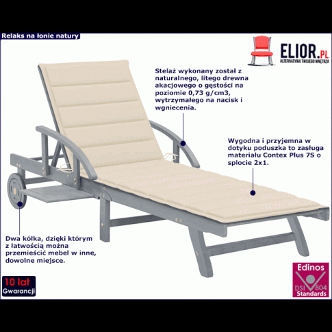 Drewniany leżak ogrodowy Solar