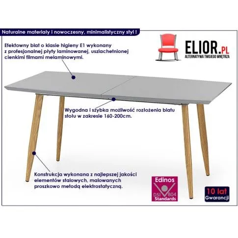 Szczegółowe zdjęcie nr 4 produktu Stół rozkładany Eric - Popiel