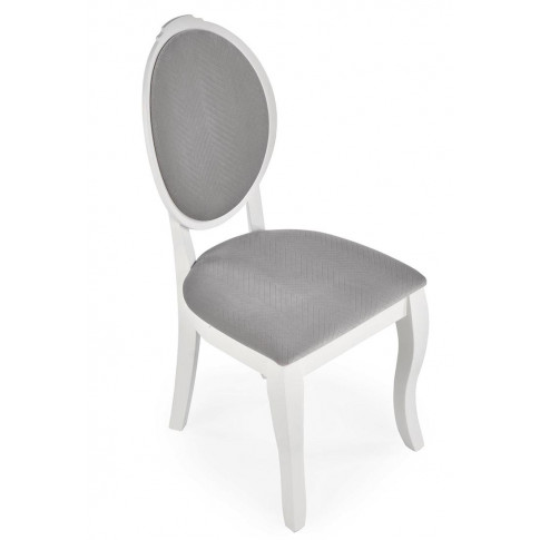 Białe bukowe tapicerowane krzesło medalion Windsor