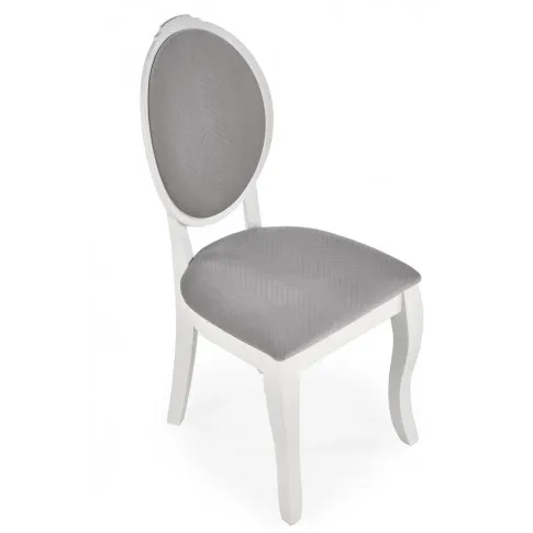 Białe bukowe tapicerowane krzesło medalion Windsor