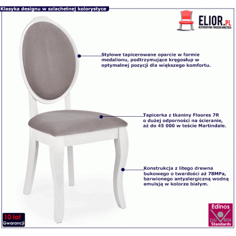 Białe drewniane krzesło tapicerowane Windsor