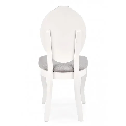 Białe krzesło z popielatą tapicerką Windsor