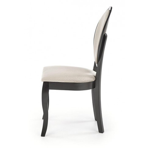 Czarne drewniane krzesło medalion z beżową tapicerką Windsor