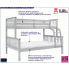 Szare sosnowe piętrowe łóżeczko dla dzieci Dekoma 3X