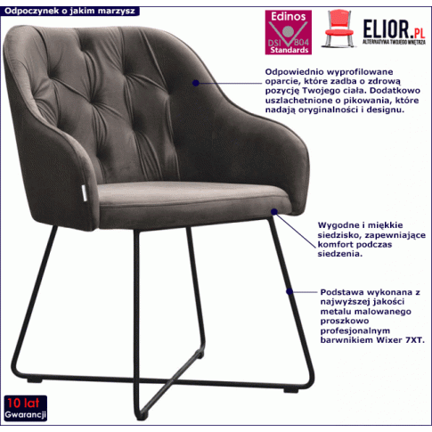 Szare krzesło tapicerowane Harpos 4X