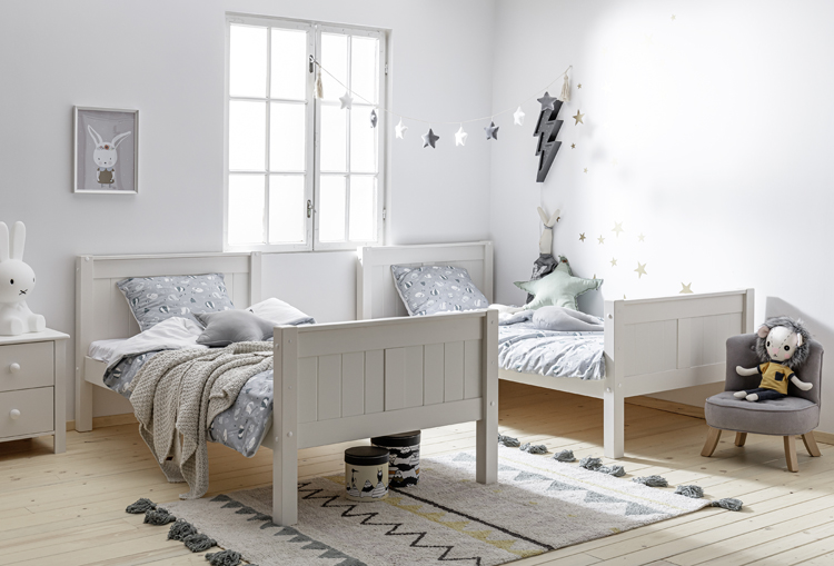 Białe rozkładane łóżko piętrowe z drewna Isadora 4X