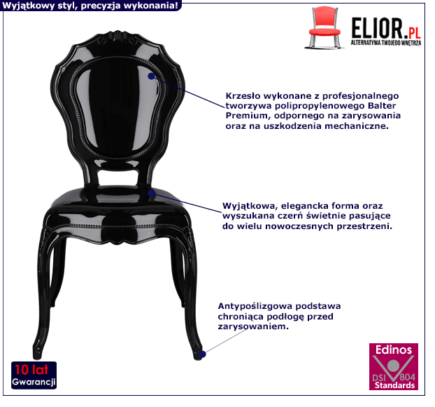 Glamour krzesło Rivio - czarne
