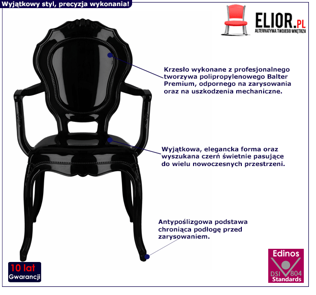 Czarne krzesło Rivio 2X glamour