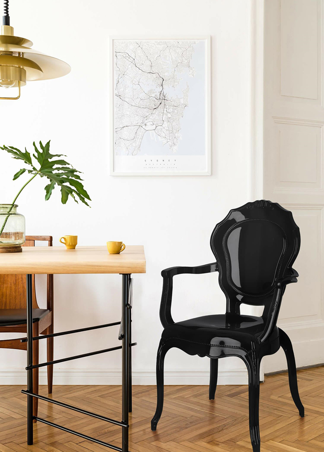 Czarne krzesło ludwik Rivio 2X - eleganckie