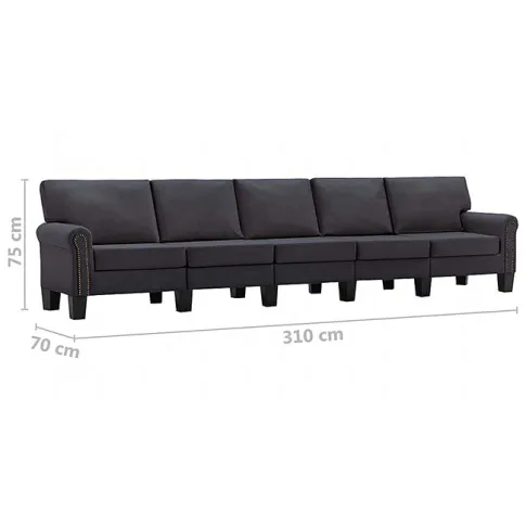 Dekoracyjna 5-osobowa ciemnoszara sofa Alaia 5X