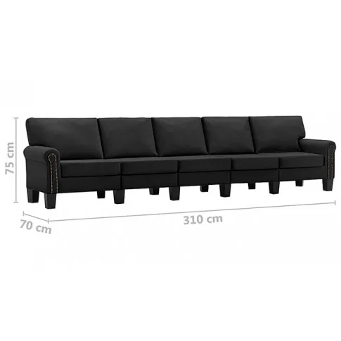 Dekoracyjna 5-osobowa czarna sofa Alaia 5X