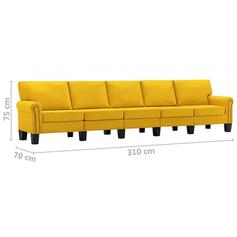 Dekoracyjna 5-osobowa żółta sofa Alaia 5X