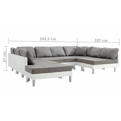 Sofa modułowa biało-jasnoszara z ekoskóry Astoa