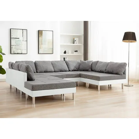 Sofa modułowa biało-jasnoszara z ekoskóry Astoa