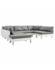 Sofa modułowa biało-jasnoszara z ekoskóry  - Astoa w sklepie Edinos.pl