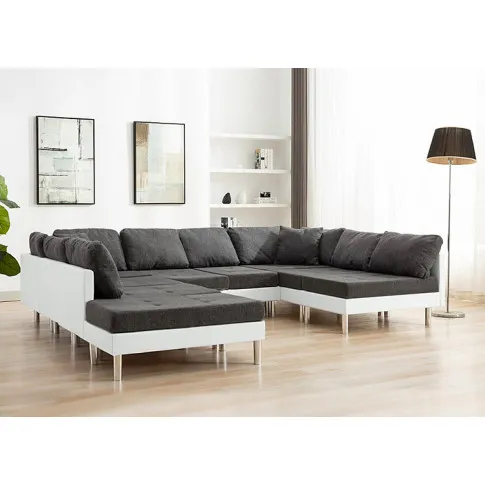 Sofa modułowa biało-ciemnoszara z ekoskóry Astoa