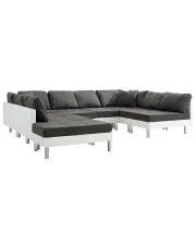 Sofa modułowa biało-ciemnoszara z ekoskóry  - Astoa