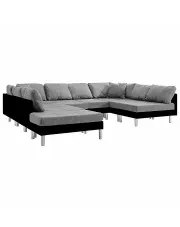 Sofa modułowa czarno-jasnoszara z ekoskóry  - Astoa