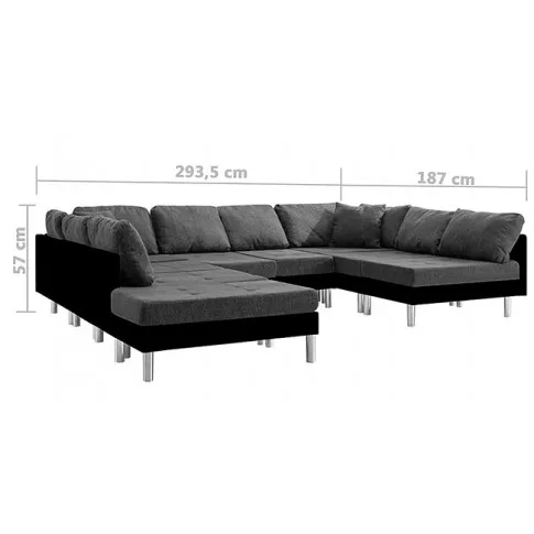 Sofa modułowa czarno-ciemnoszara z ekoskóry Astoa 