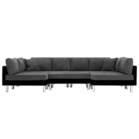 Sofa modułowa czarno-ciemnoszara z ekoskóry Astoa 