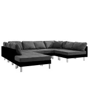 Sofa modułowa czarno-ciemnoszara z ekoskóry  - Astoa