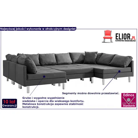 Ciemnosza sofa modułowa z tkaniny Astoa