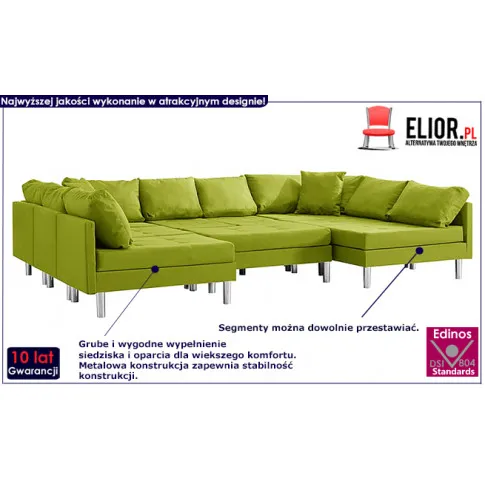 Sofa modułowa z zielonej tkaniny Astoa 9Q 