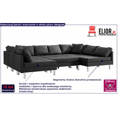 Sofa modułowa z czarnej tkaniny Astoa 9Q