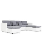 4-osobowa rozkładana biała sofa z jasnoszarymi poduszkami - Arbre 4Q w sklepie Edinos.pl