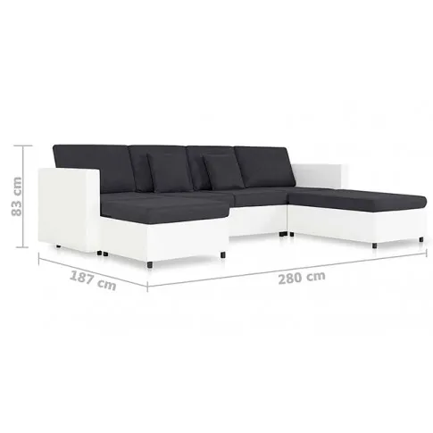 4-osobowa biało-ciemnoszara sofa - Arbre 4Q