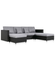 4-osobowa rozkładana czarna sofa z jasnoszarymi poduszkami - Arbre 4Q w sklepie Edinos.pl