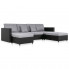 4-osobowa rozkładana czarna sofa z jasnoszarymi poduszkami - Arbre 4Q