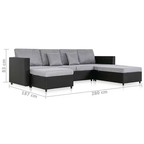 Czarna sofa z jasnoszarymi poduszkami Arbre 4Q