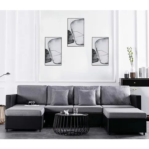 Czarna sofa z jasnoszarymi poduszkami Arbre 4Q