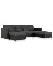 4-osobowa rozkładana czarna sofa z ciemnoszarymi poduszkami - Arbre 4Q w sklepie Edinos.pl