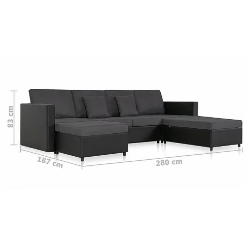 4-osobowa czarno-ciemnoszara sofa - Arbre 4Q