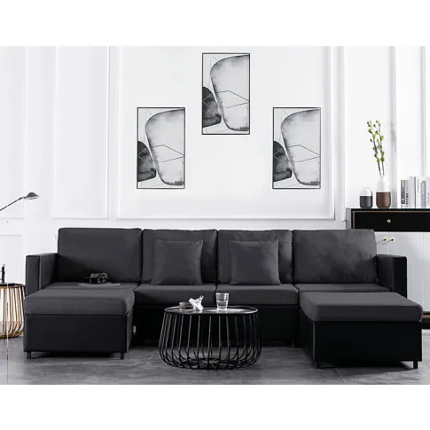 4-osobowa czarno-ciemnoszara sofa - Arbre 4Q